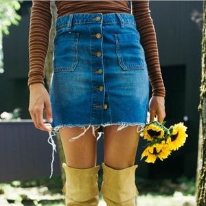 BDG Button Front Denim Skirt